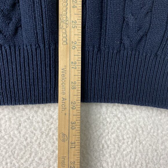 Vintage Woods‎ & Gray Sweater Mens XL Blue Cable Knit Argyle Preppy Heavy Cotton - Picture 14 of 14